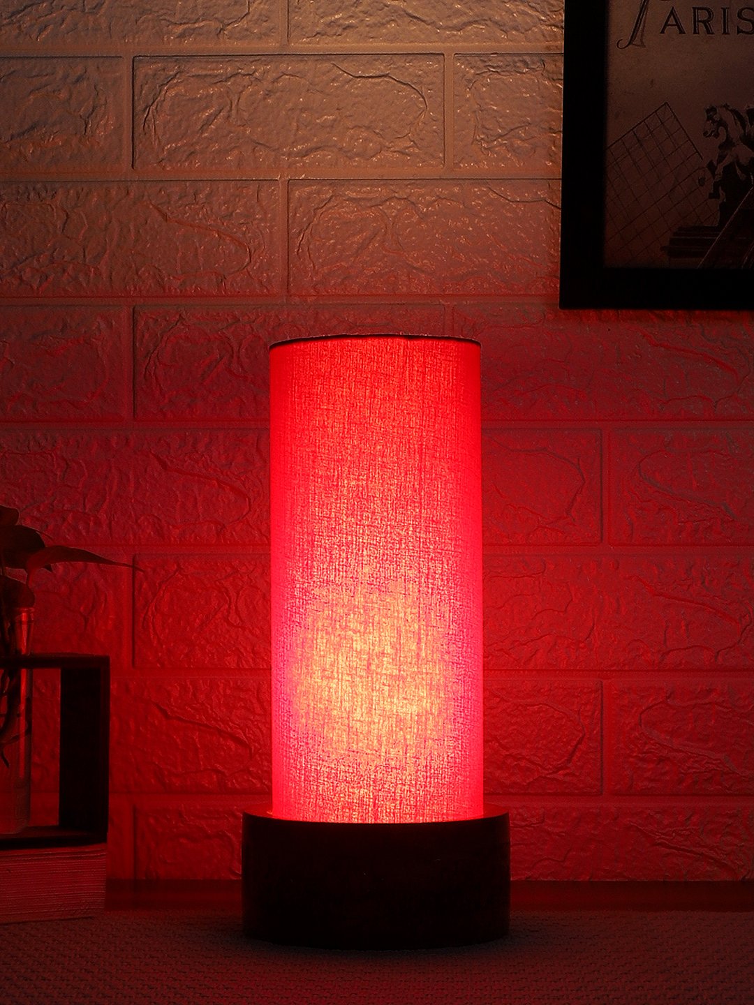 Ambika Home Red Cotton Round Carving Table Lamp Shade | Decorative Bedside Lamp for Living Room, Bedroom, Hotel, Cafe & Restaurant | SKU AT03 - Image 3