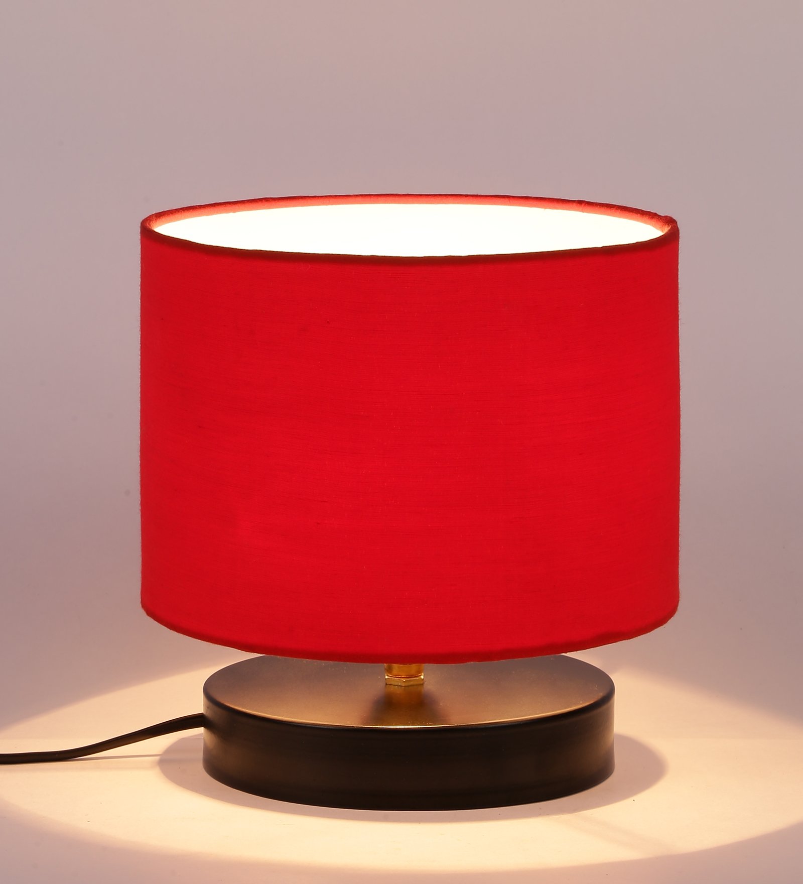 Ambika Home Lumina Collection Red Gola Table Lamp with Wooden Base | Premium Decorative Bedside Lamp for Bedroom, Living Room, Hall, Hotel, Café, Restaurant & Office | E27 Compatible - Image 4