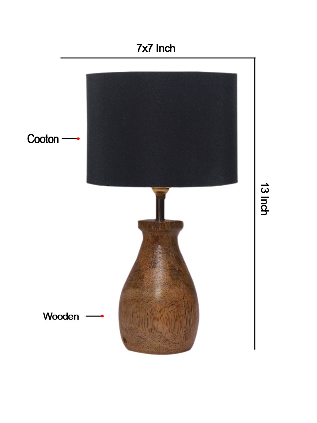 Ambika Home Lumina Collection Black Shade Table Lamp | Premium Decorative Bedside Lamp for Bedroom, Living Room, Hall, Hotel, Café, Restaurant, Office & Study Room | E27 Compatible - Image 4