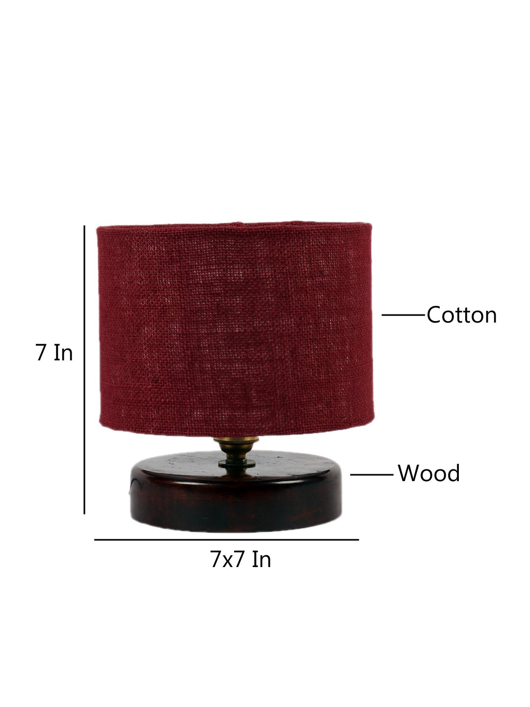 Ambika Home Elara Collection Maroon Gola Table Lamp with Wooden Base | Premium Decorative Bedside Lamp for Bedroom, Living Room, Hall, Hotel, Café, Restaurant & Office | E27 Compatible - Image 4