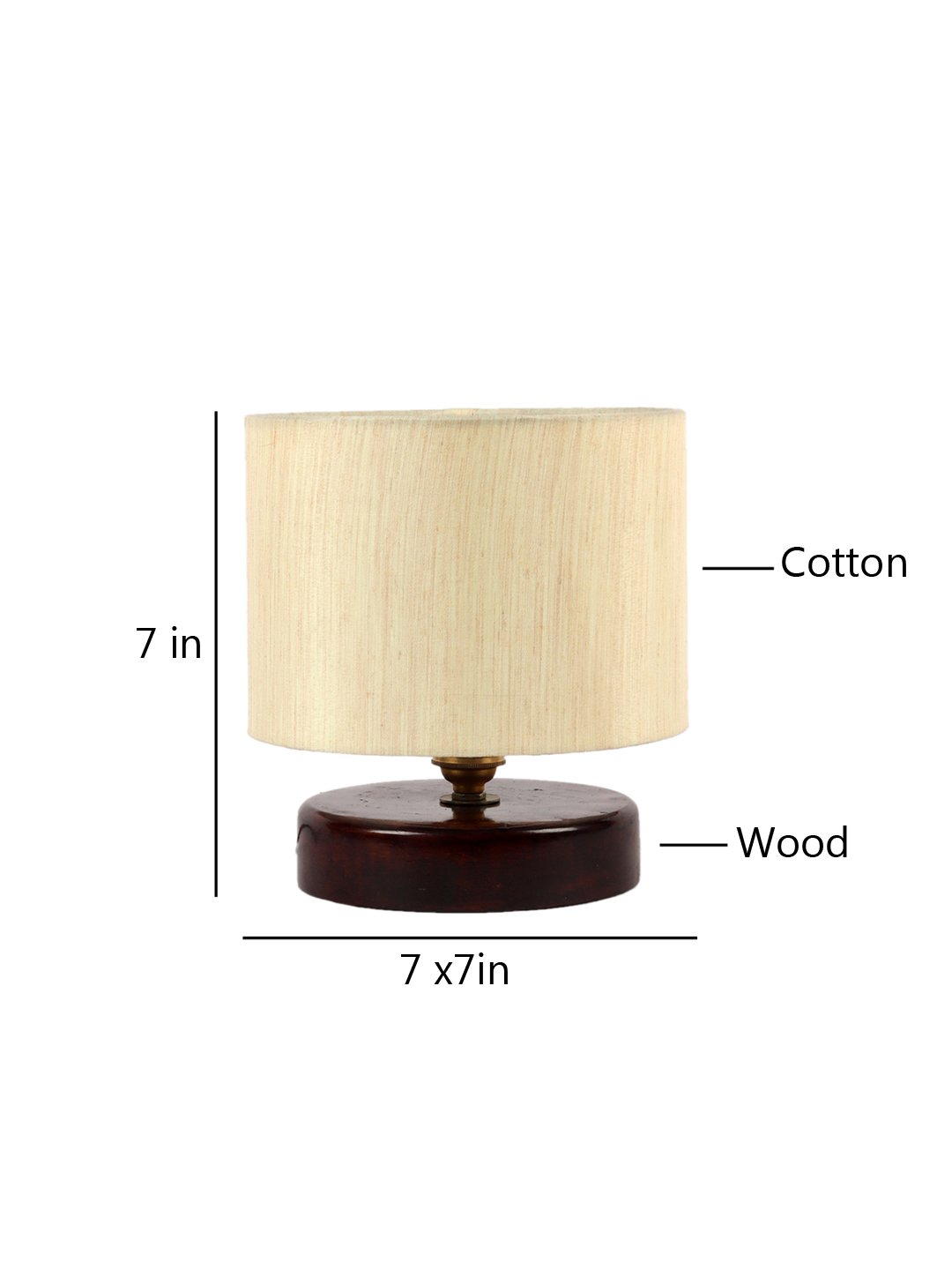Ambika Home off-white cotton table lamp with Brown wood base Wooden Table Lamp with Cotton Shade, off-white , Modern Bedside Lamp for Bedroom, Living Room, Hotel, Café & Home Decor - Image 4