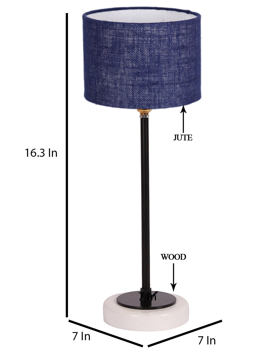 Ambika Home Wooden Table Lamp with Multi Cotton Shade | Bedside Lamp for Bedroom, Living Room, Hotel & Cafe | RK41 - Image 3