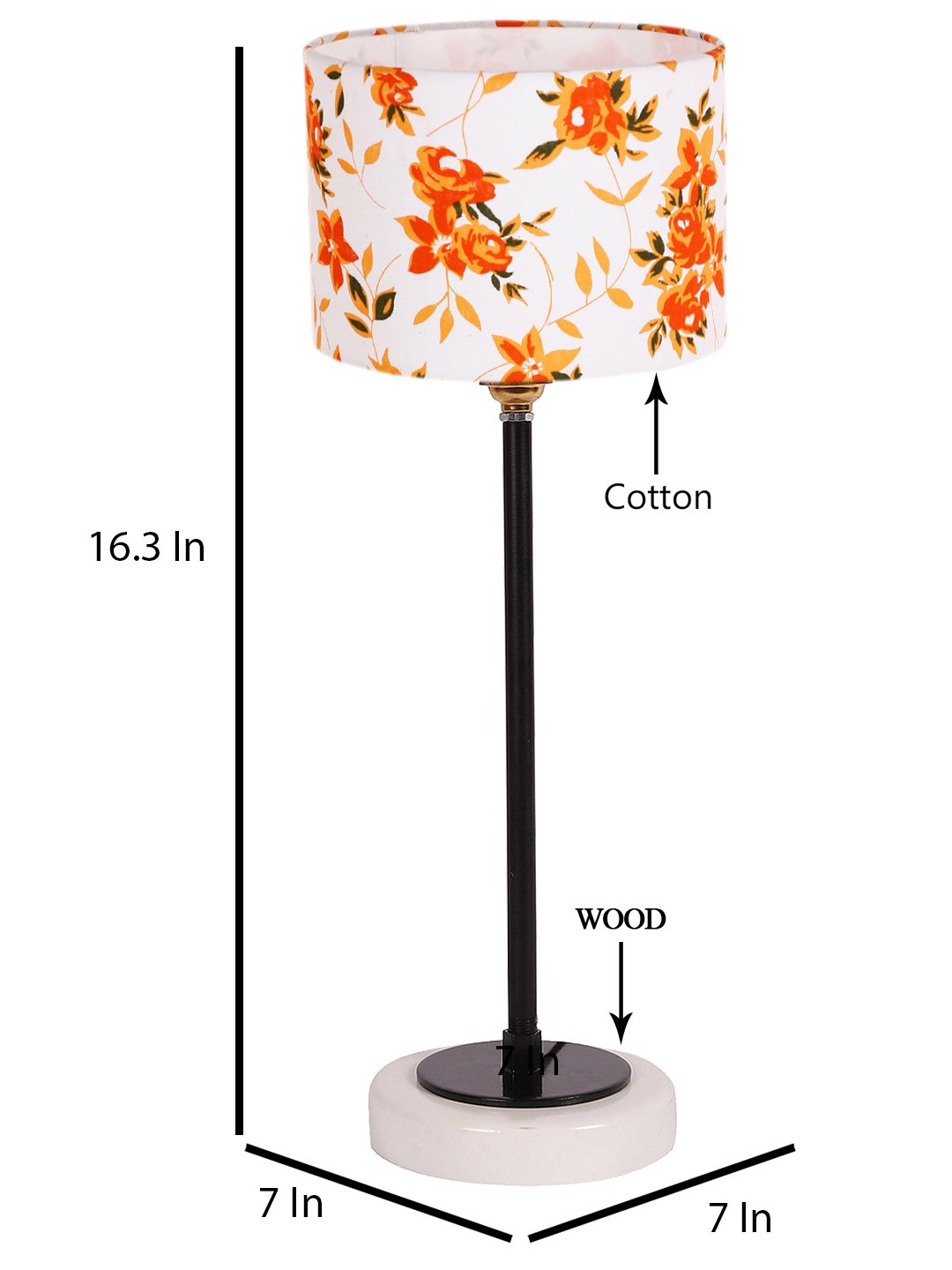 Ambika Home Wooden Table Lamp with Multi Cotton Shade | Bedside Lamp for Bedroom, Living Room, Hotel & Cafe | RK43 - Image 3