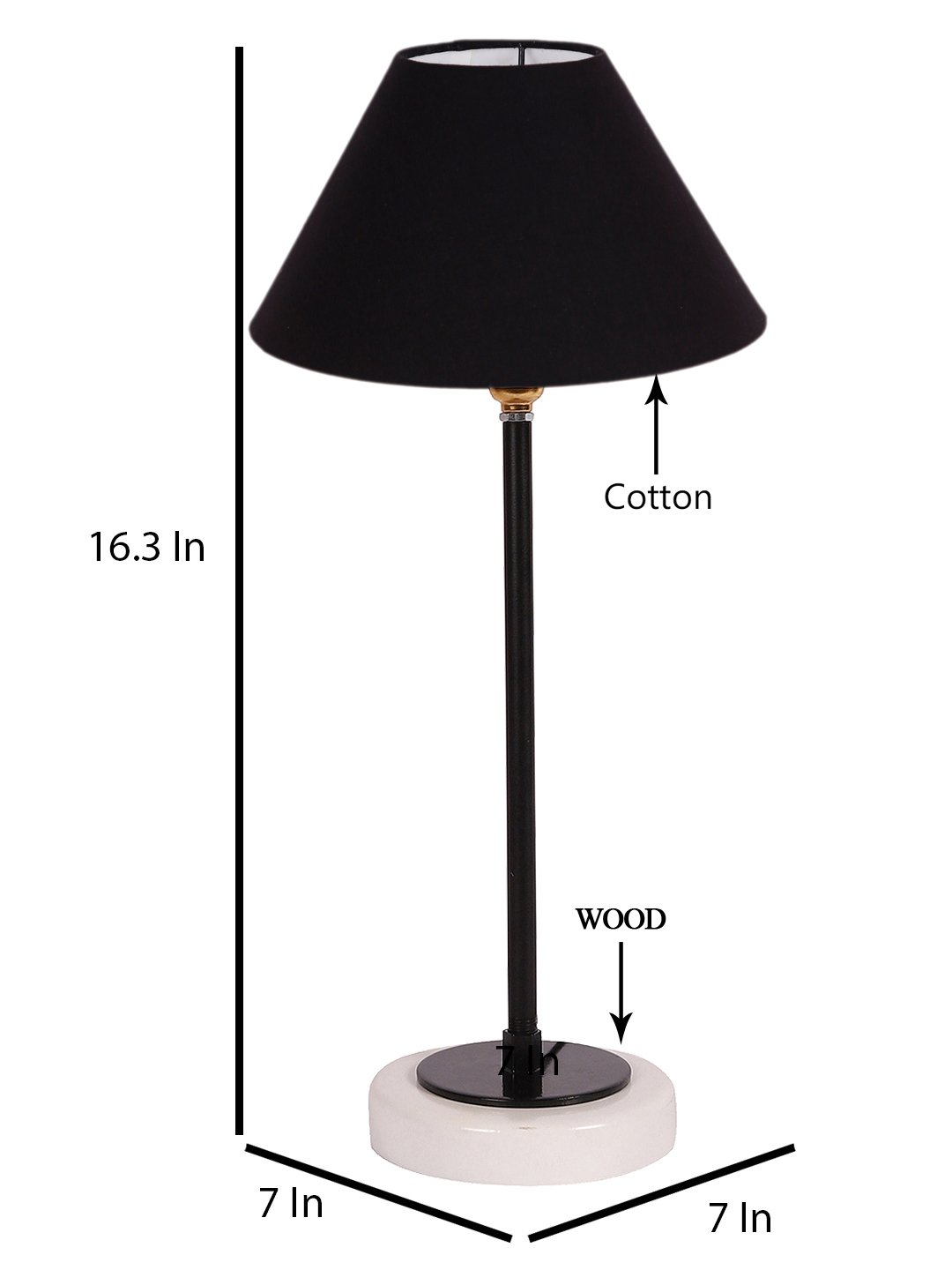 Ambika Home Wooden Table Lamp with Red Cotton Shade | Bedside Lamp for Bedroom, Living Room, Hotel & Cafe | RK46 - Image 4