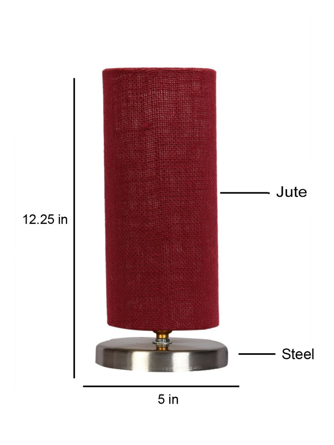 Ambika Home Maroon Jute table lamp with Steel Base -11 - Image 4