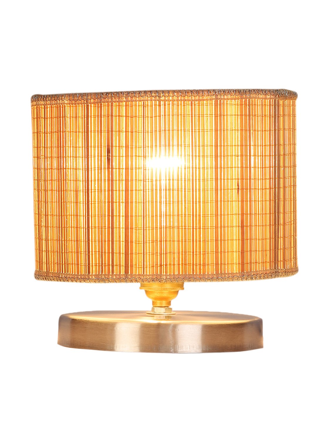 Ambika Home Round Bamboo Table lamp with White Brushed Base -16 - Image 4
