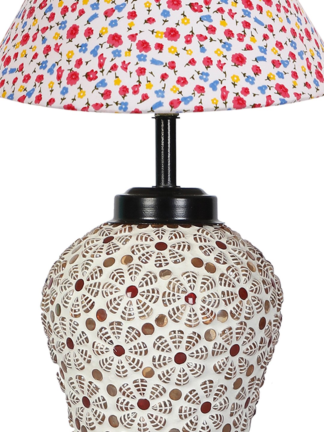 Ambika Home Multicolor cotton Glass Table lamp with Iron Base - Image 4