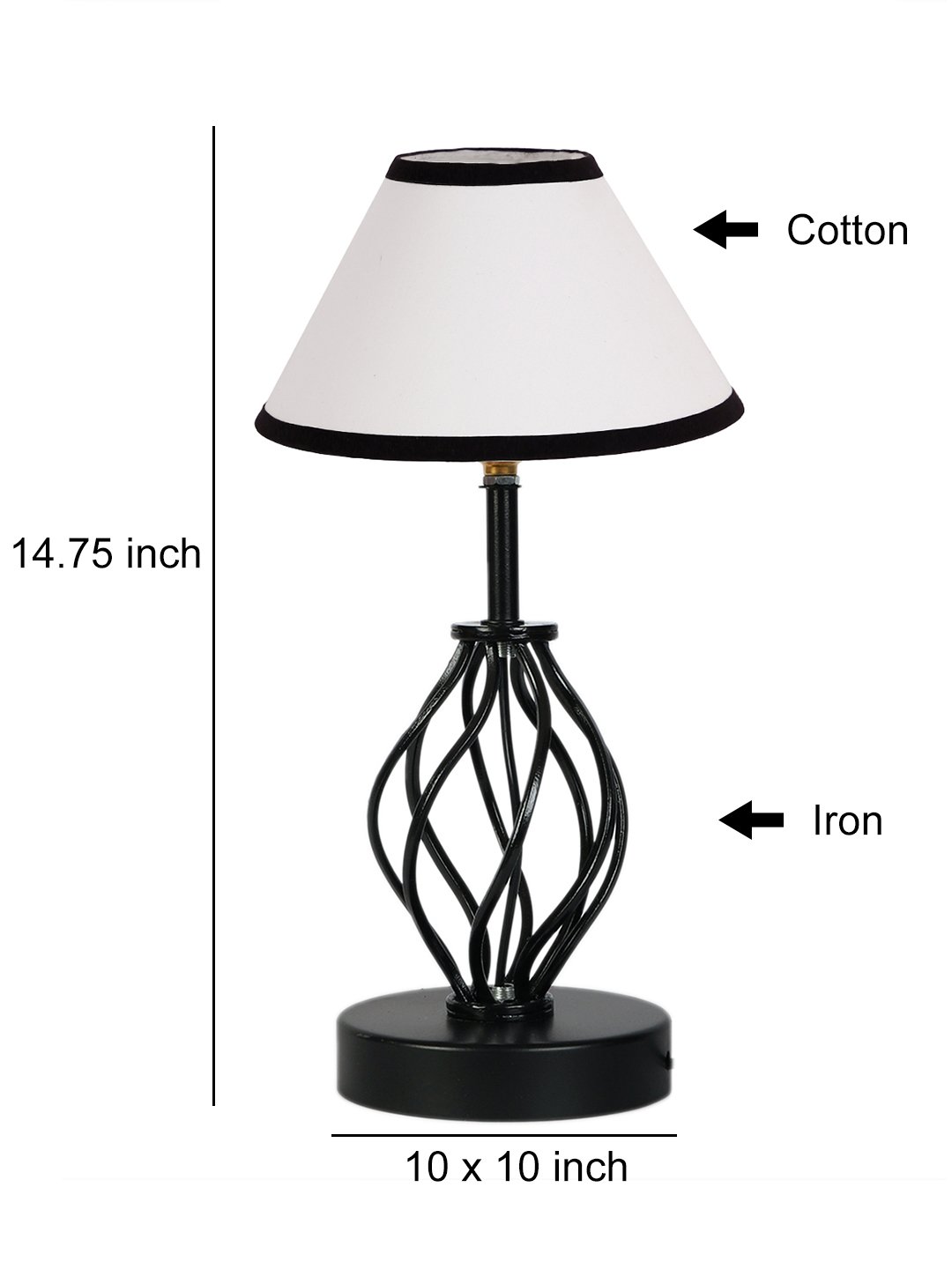 Ambika Home Multicolor cotton Table lamp with Iron Base - Image 4