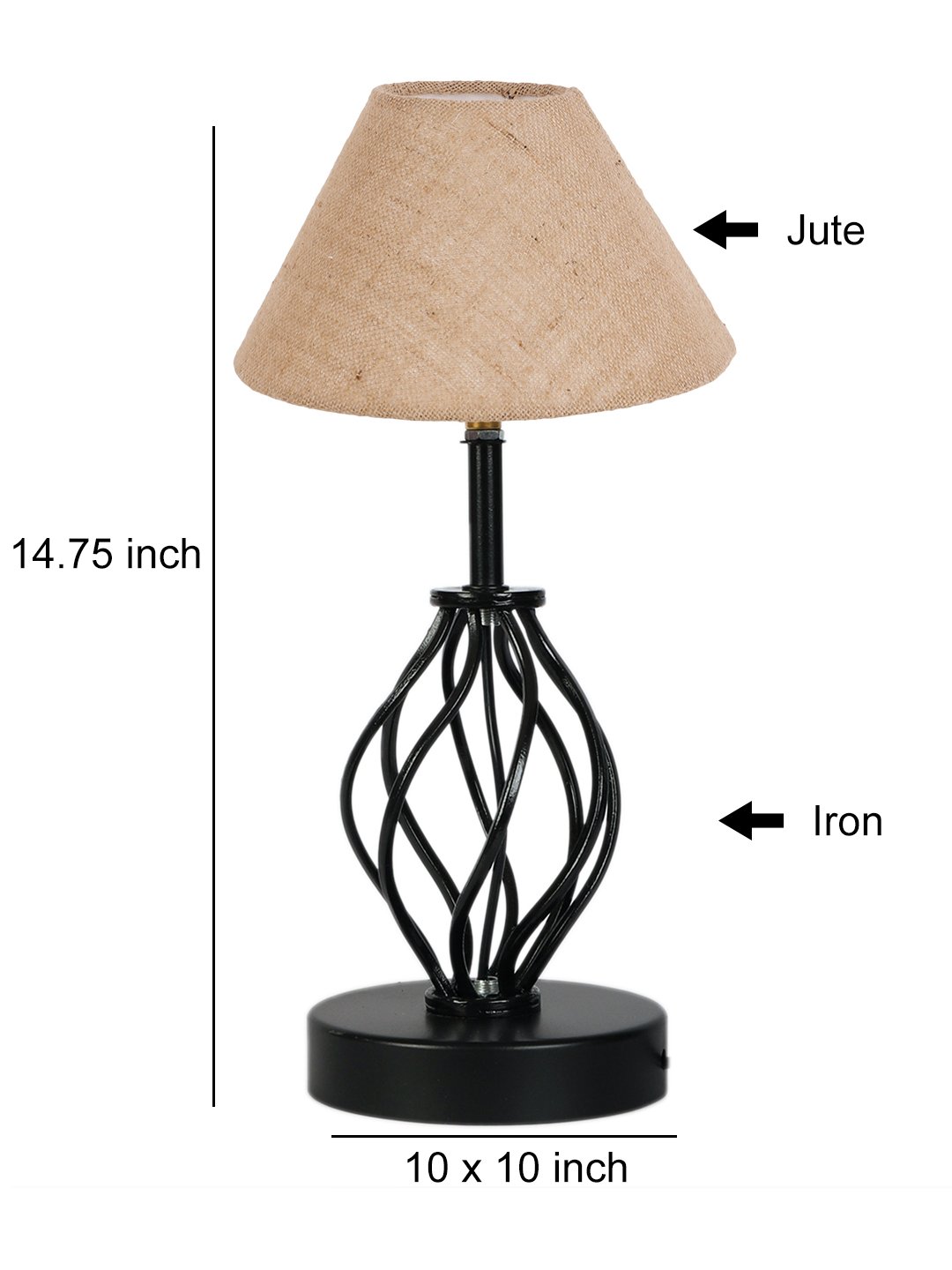 Ambika Home Beige Jute Table lamp with Iron Base - Image 4