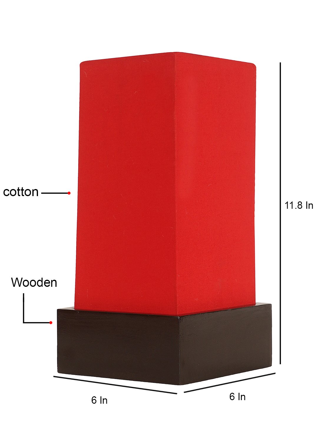 Ambika Home Red Cotton Square Brown Table Lamp Shade | Decorative Bedside Lamp for Living Room, Bedroom, Hotel, Cafe & Restaurant | SKU AT48 - Image 2