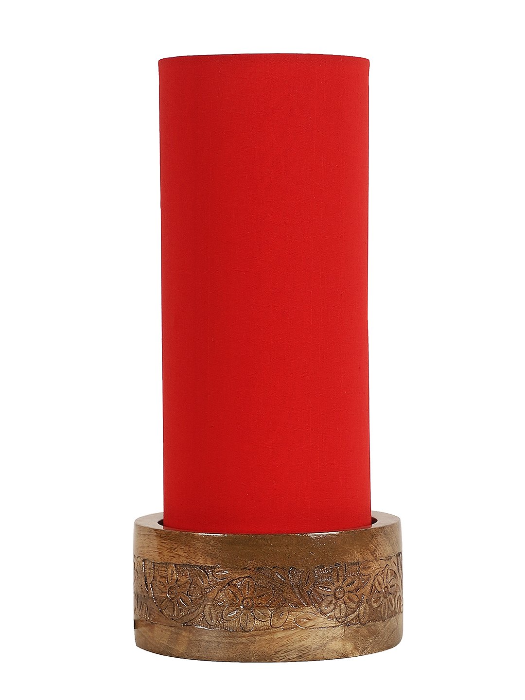 Ambika Home Red Cotton Round Carving Table Lamp Shade | Decorative Bedside Lamp for Living Room, Bedroom, Hotel, Cafe & Restaurant | SKU AT03 - Image 4