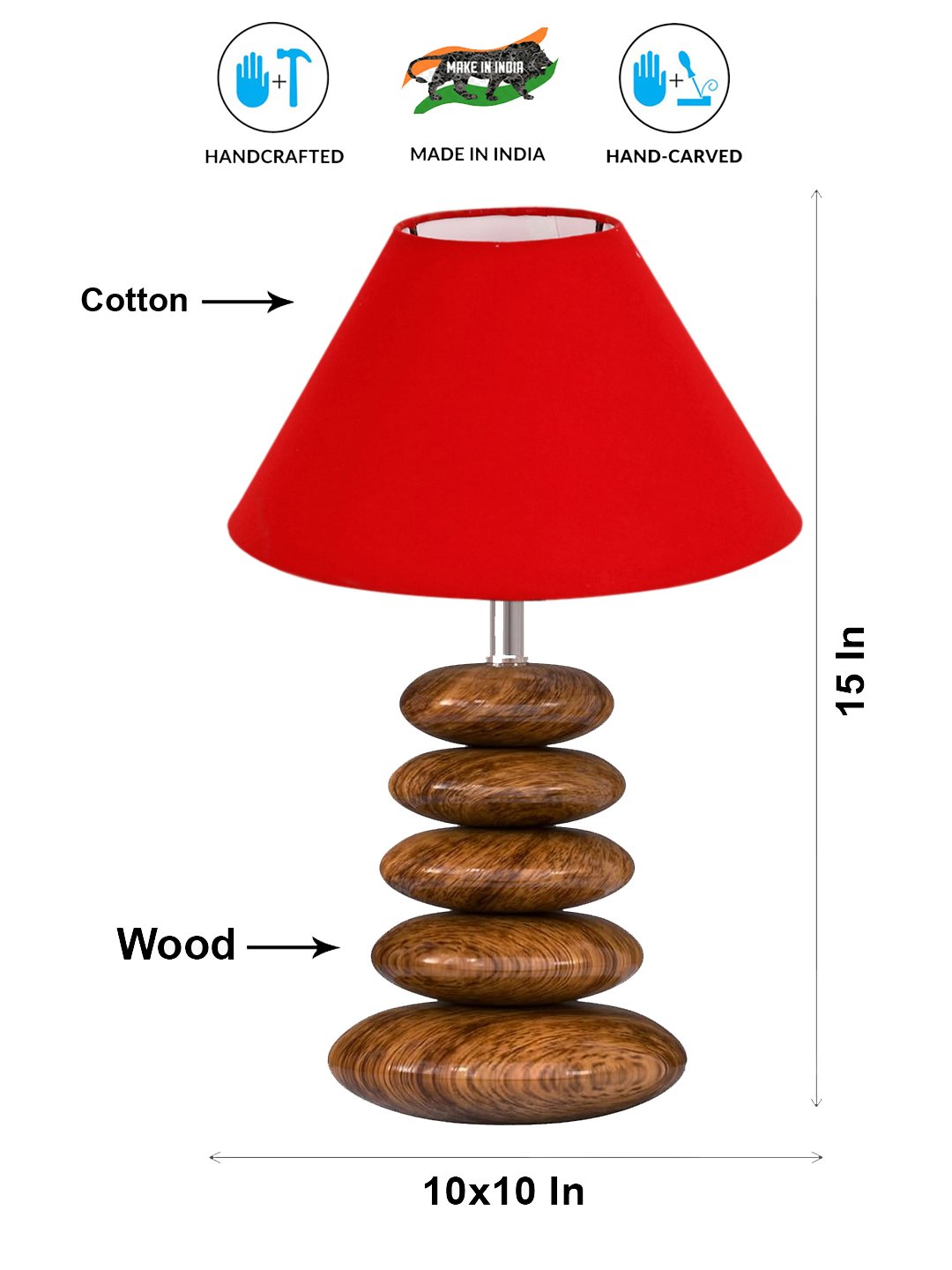 Devansh Lumina Collection Red Pebble Table Lamp | Premium Bedside Lamp for Bedroom, Living Room, Hall, Hotel, Café, Restaurant & Office | E27 Compatible - Image 5