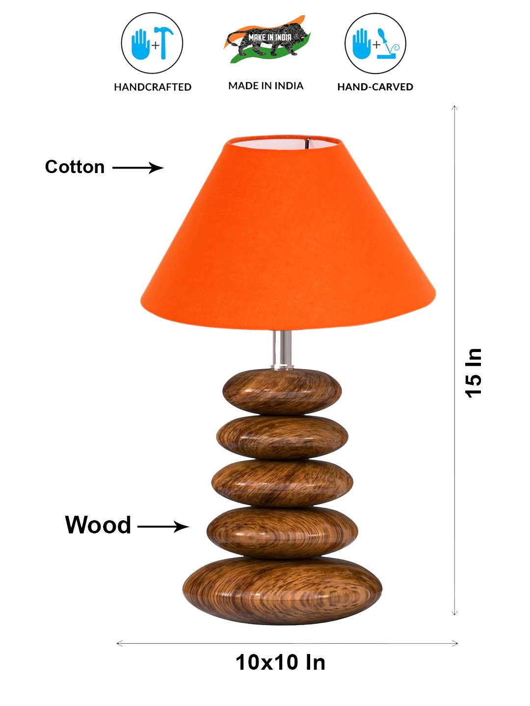Devansh Aurelia Collection Orange Pebble Table Lamp | Premium Bedside Lamp for Bedroom, Living Room, Hall, Hotel, Café, Restaurant & Office | E27 Compatible - Image 5