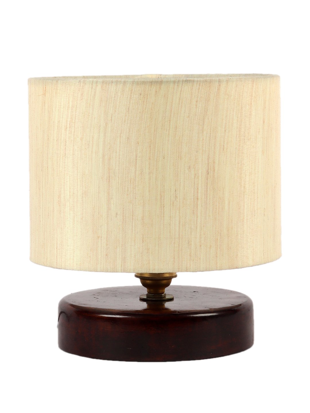 Ambika Home off-white cotton table lamp with Brown wood base Wooden Table Lamp with Cotton Shade, off-white , Modern Bedside Lamp for Bedroom, Living Room, Hotel, Café & Home Decor - Image 5