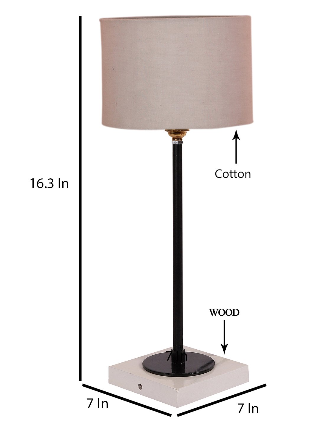 Ambika Home Wooden Table Lamp with Grey Cotton Shade | Bedside Lamp for Bedroom, Living Room, Hotel & Cafe | RK06 - Image 4