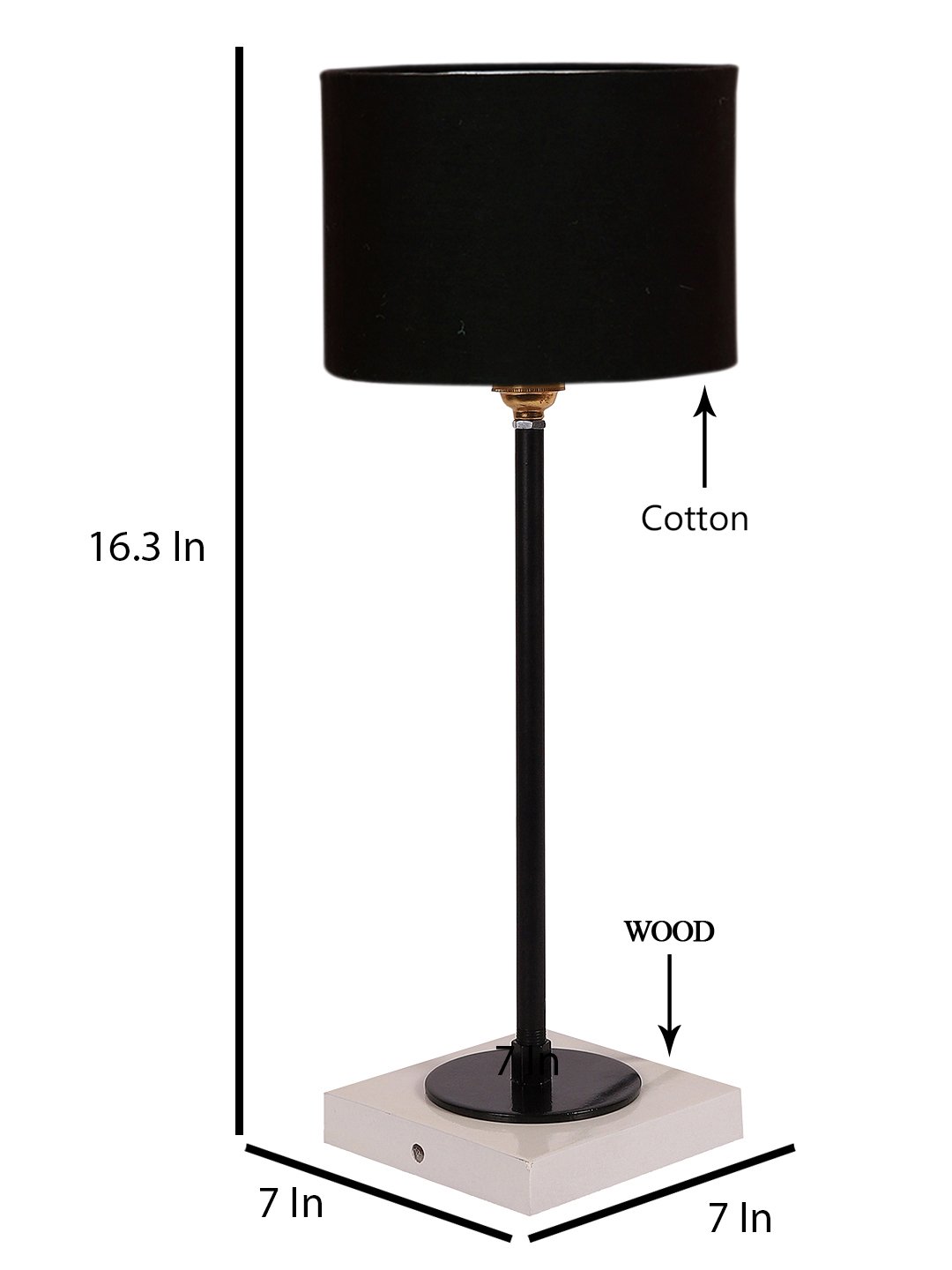 Ambika Home Wooden Table Lamp with Black Cotton Shade | Bedside Lamp for Bedroom, Living Room, Hotel & Cafe | RK02 - Image 4
