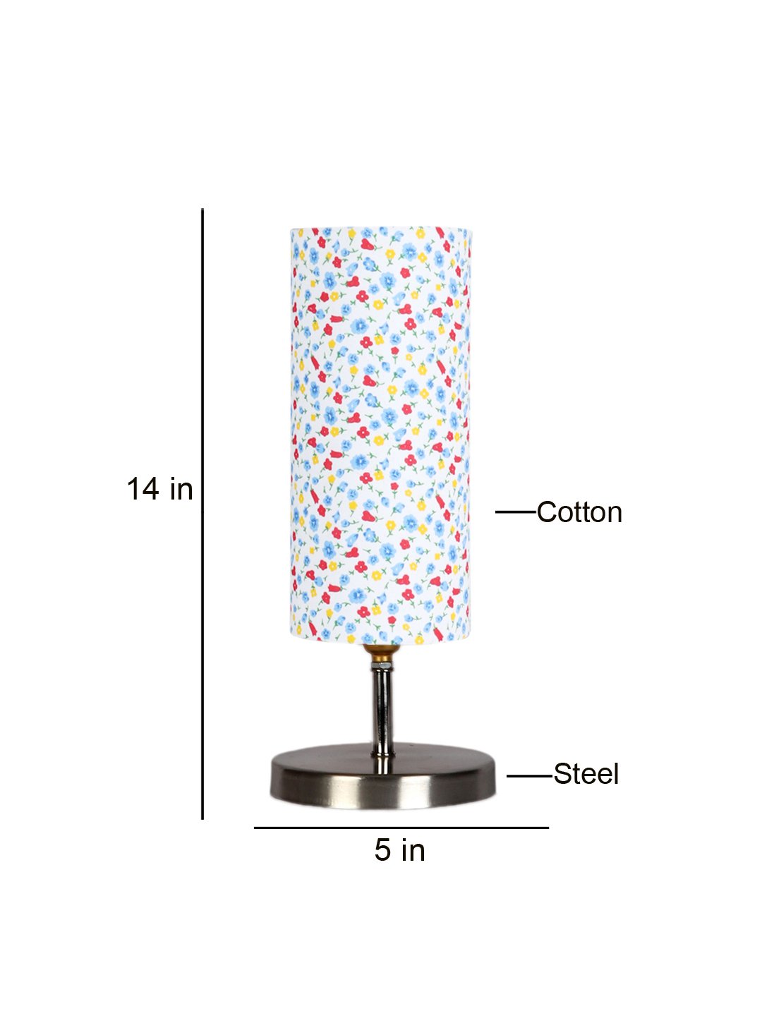 Ambika Home Multicolor cotton table lamp with Steel Base -55 - Image 5