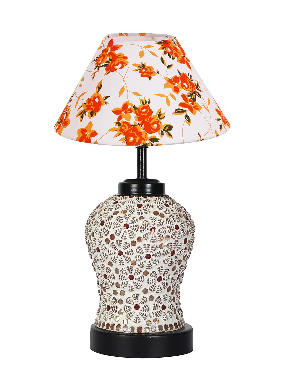Ambika Home Multicolor cotton Glass Table lamp with Iron Base - Image 5