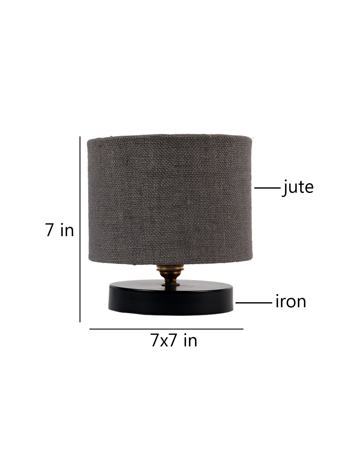 Ambika Home Grey jute Table Lamp with Black Wood Base Wooden Table Lamp with Jute Shade, Grey, Modern Bedside Lamp for Bedroom, Living Room, Hotel, Café & Home Decor - Image 6