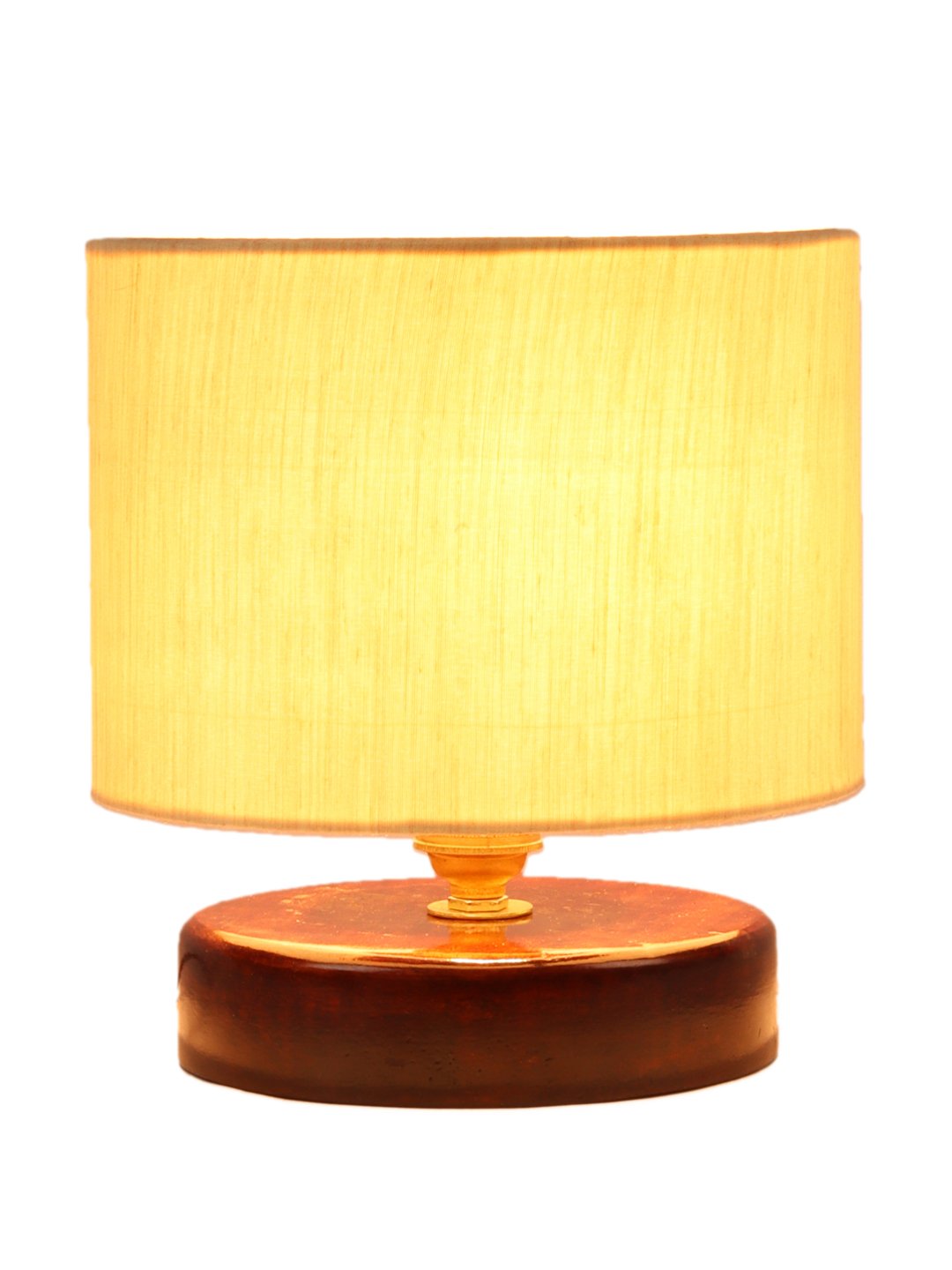 Ambika Home off-white cotton table lamp with Brown wood base Wooden Table Lamp with Cotton Shade, off-white , Modern Bedside Lamp for Bedroom, Living Room, Hotel, Café & Home Decor - Image 6