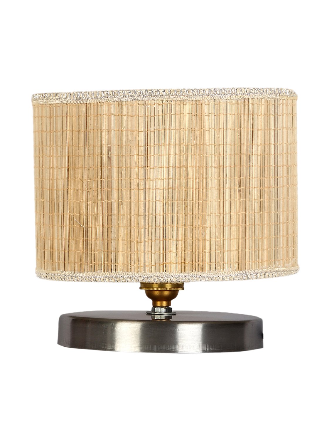 Ambika Home Round Bamboo Table lamp with White Brushed Base -16 - Image 6