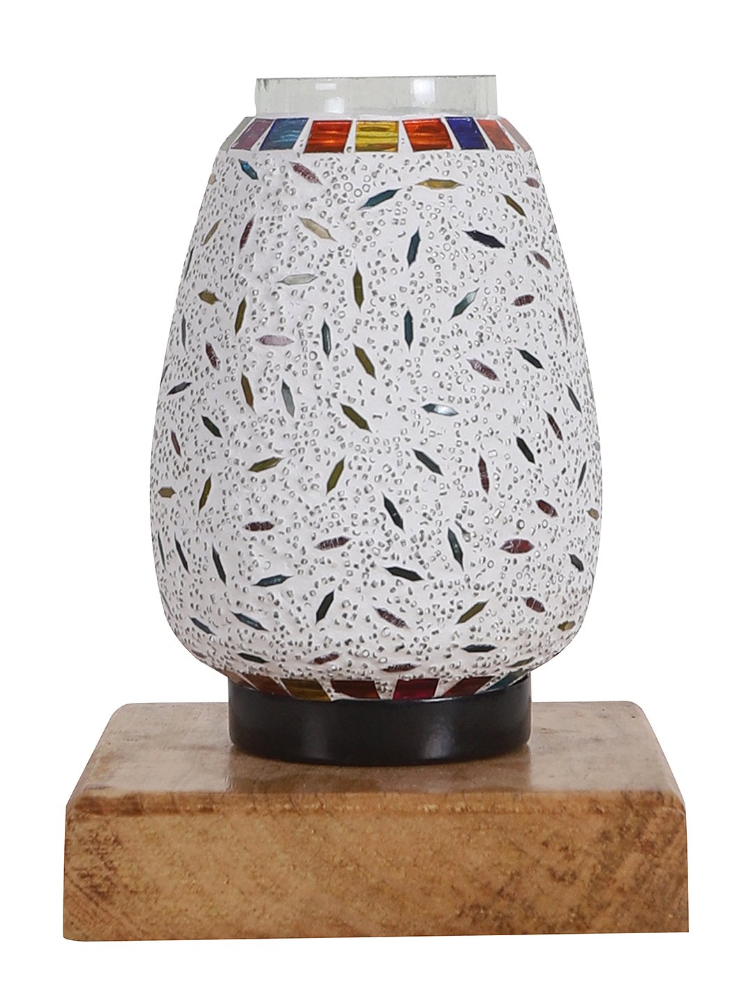 Ambika Home Nordic Mosaic Multicolor Mosaic Glass Table Lamp with Wooden Base | Premium Bedside Lamp for Bedroom, Living Room, Hall, Hotel, Café, Restaurant & Office | E27 Compatible - Image 6