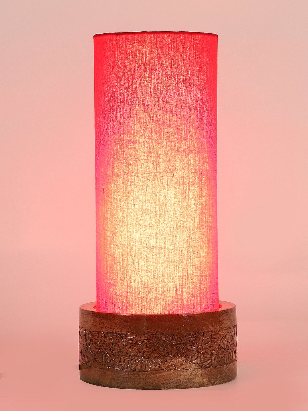 Ambika Home Red Cotton Round Carving Table Lamp Shade | Decorative Bedside Lamp for Living Room, Bedroom, Hotel, Cafe & Restaurant | SKU AT03 - Image 6