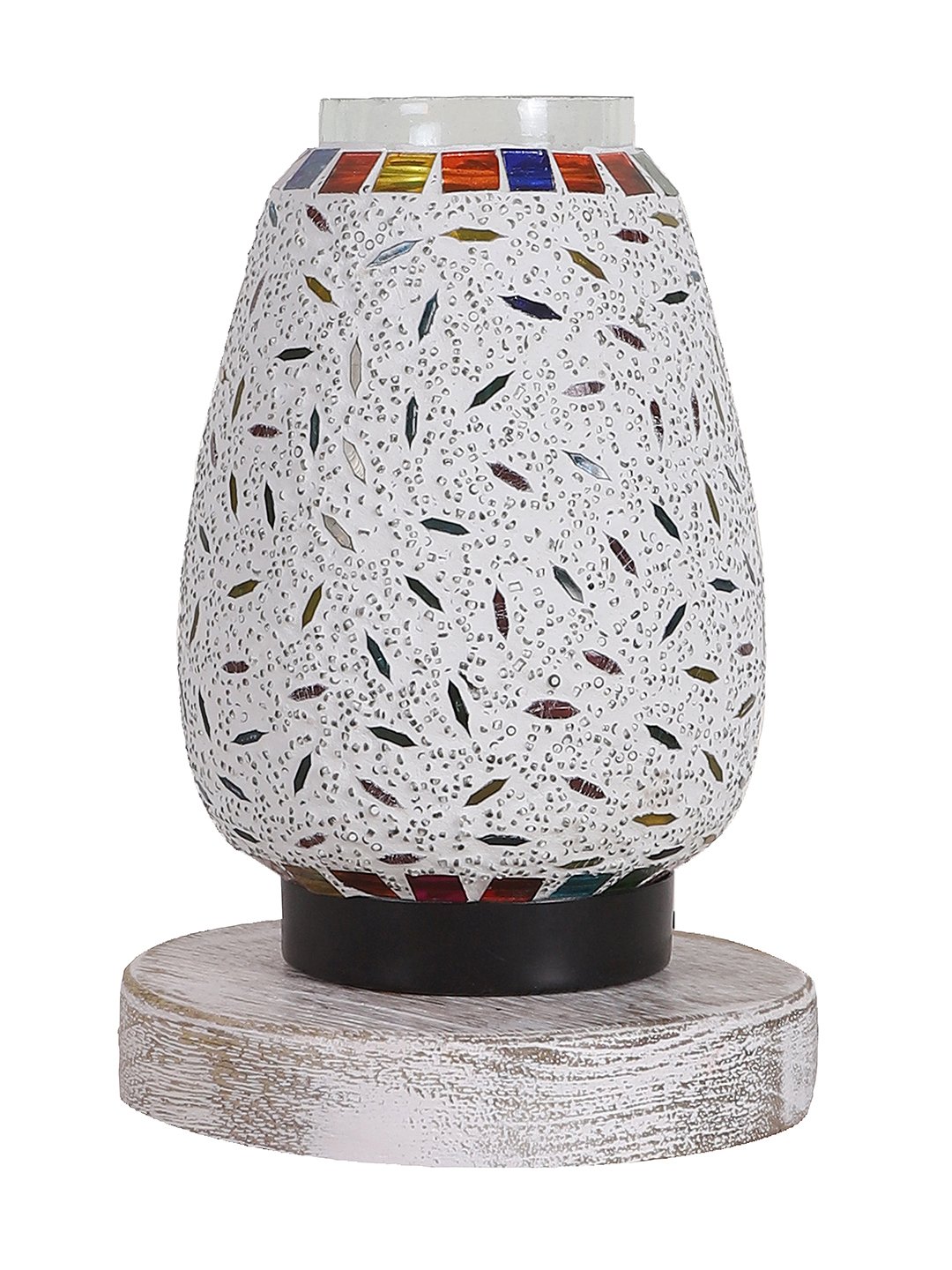 Ambika Home Celeste Mosaic Multicolor Mosaic Glass Table Lamp with Wooden Base | Premium Bedside Lamp for Bedroom, Living Room, Hall, Hotel, Café, Restaurant & Office | E27 Compatible - Image 6
