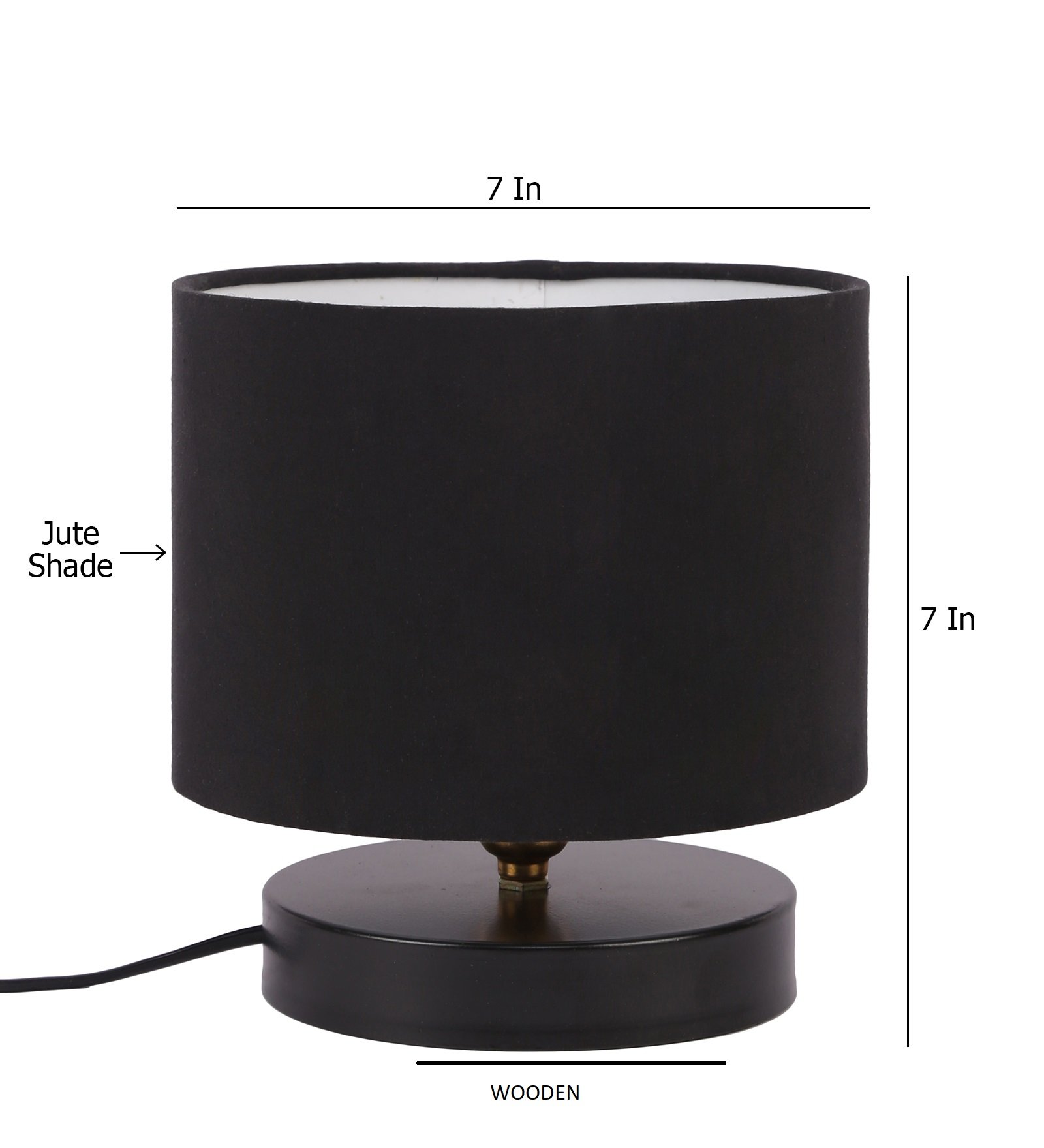 Ambika Home Bohemia Collection Black Gola Table Lamp with Wooden Base | Premium Decorative Bedside Lamp for Bedroom, Living Room, Hall, Hotel, Café, Restaurant & Office | E27 Compatible - Image 6