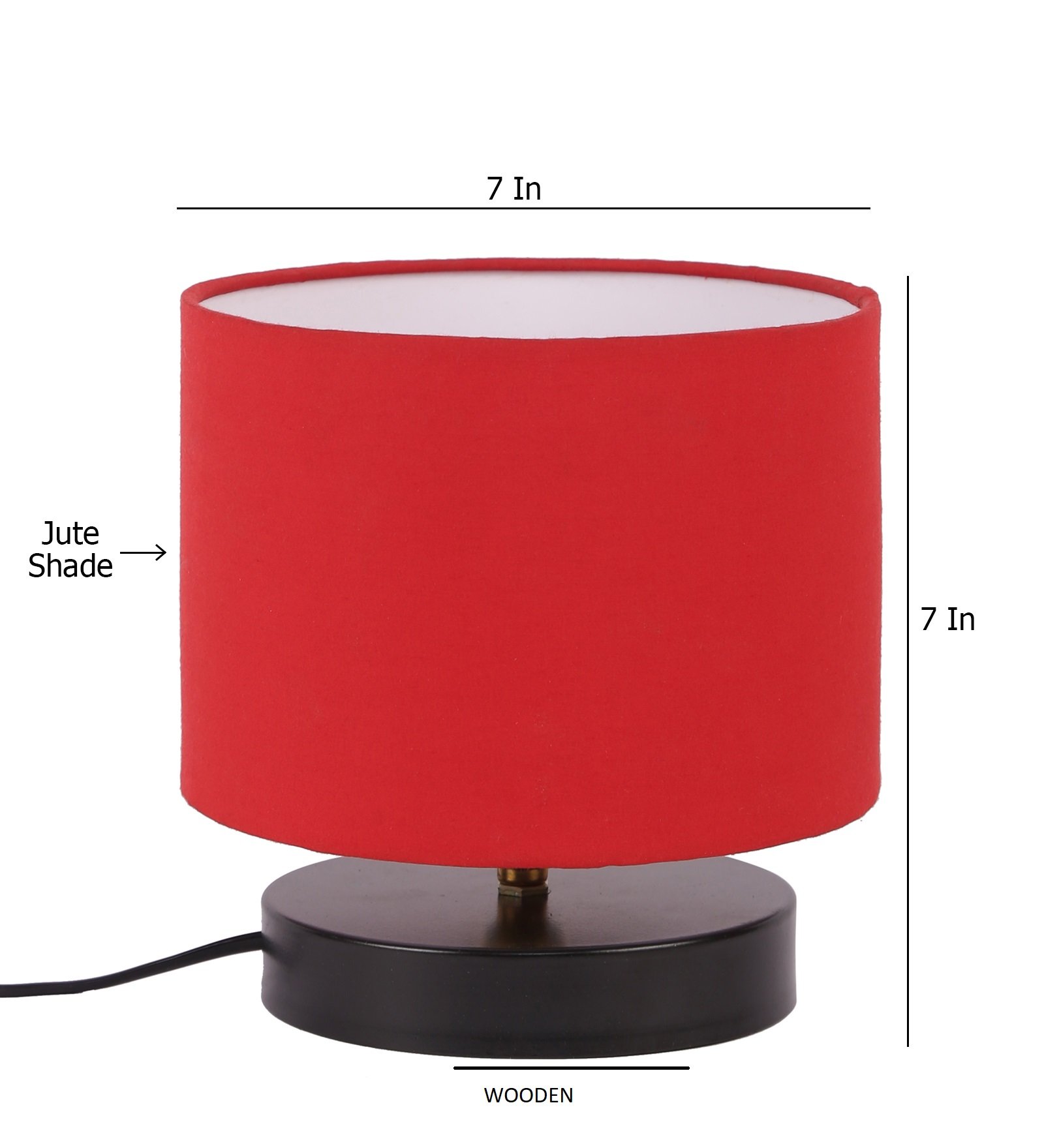 Ambika Home Lumina Collection Red Gola Table Lamp with Wooden Base | Premium Decorative Bedside Lamp for Bedroom, Living Room, Hall, Hotel, Café, Restaurant & Office | E27 Compatible - Image 6