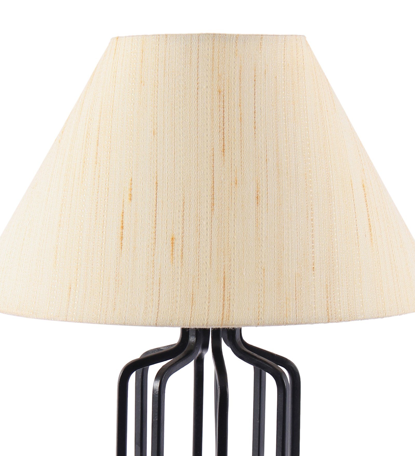 Ambika Home Square Iron Basket & Black Wood Table Lamp with off-white Khadi Shade Wooden Table Lamp with Cotton Shade, White, Modern Bedside Lamp for Bedroom, Living Room, Hotel, Café & Home Decor - Image 7