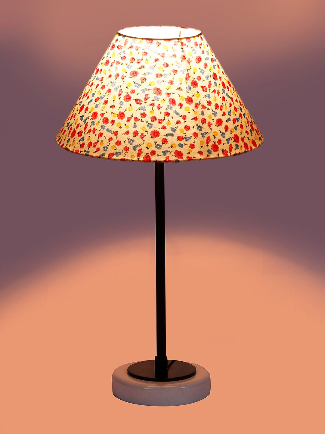 Ambika Home Wooden Table Lamp with Multi Cotton Shade | Bedside Lamp for Bedroom, Living Room, Hotel & Cafe | RK58 - Image 6