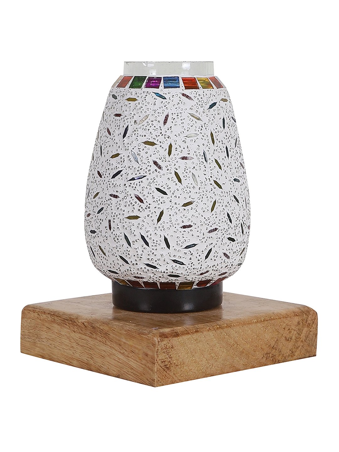 Ambika Home Nordic Mosaic Multicolor Mosaic Glass Table Lamp with Wooden Base | Premium Bedside Lamp for Bedroom, Living Room, Hall, Hotel, Café, Restaurant & Office | E27 Compatible - Image 7