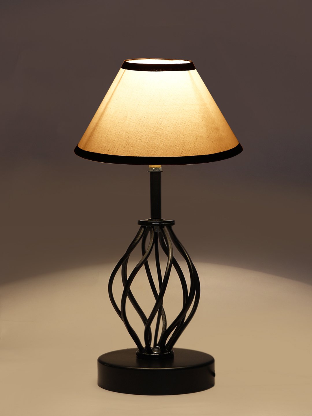 Ambika Home Multicolor cotton Table lamp with Iron Base - Image 7