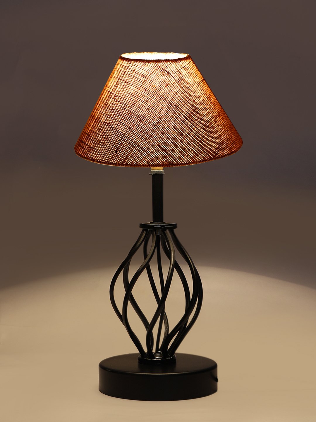 Ambika Home Beige Jute Table lamp with Iron Base - Image 7
