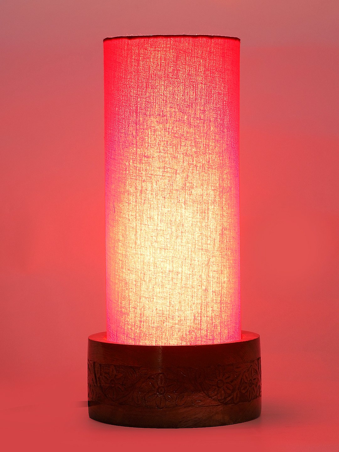 Ambika Home Red Cotton Round Carving Table Lamp Shade | Decorative Bedside Lamp for Living Room, Bedroom, Hotel, Cafe & Restaurant | SKU AT03 - Image 7