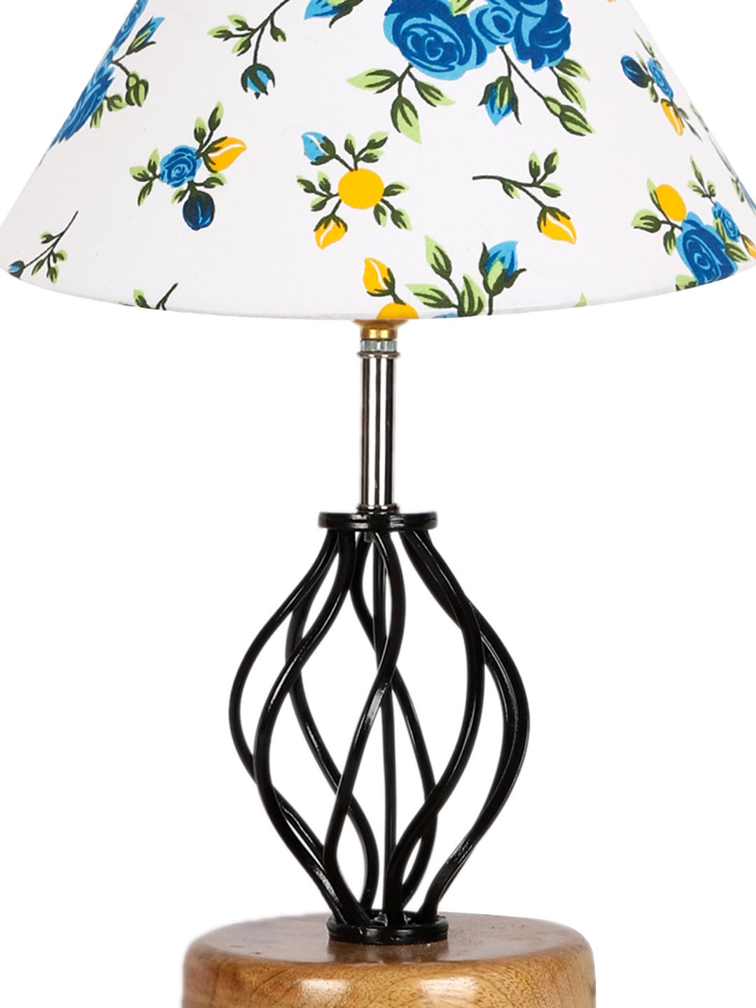 Ambika Home Multicolor cotton Table lamp with Wood & Iron Base - Image 8