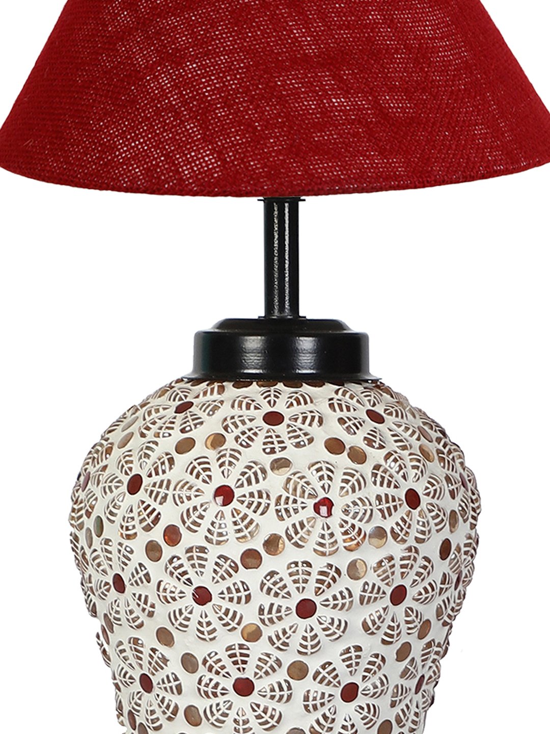 Ambika Home Maroon Jute Glass Table lamp with Iron Base - Image 8