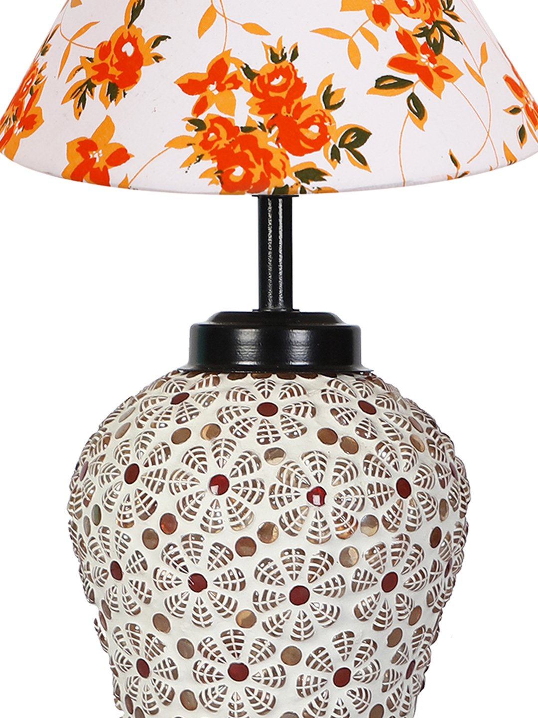 Ambika Home Multicolor cotton Glass Table lamp with Iron Base - Image 8