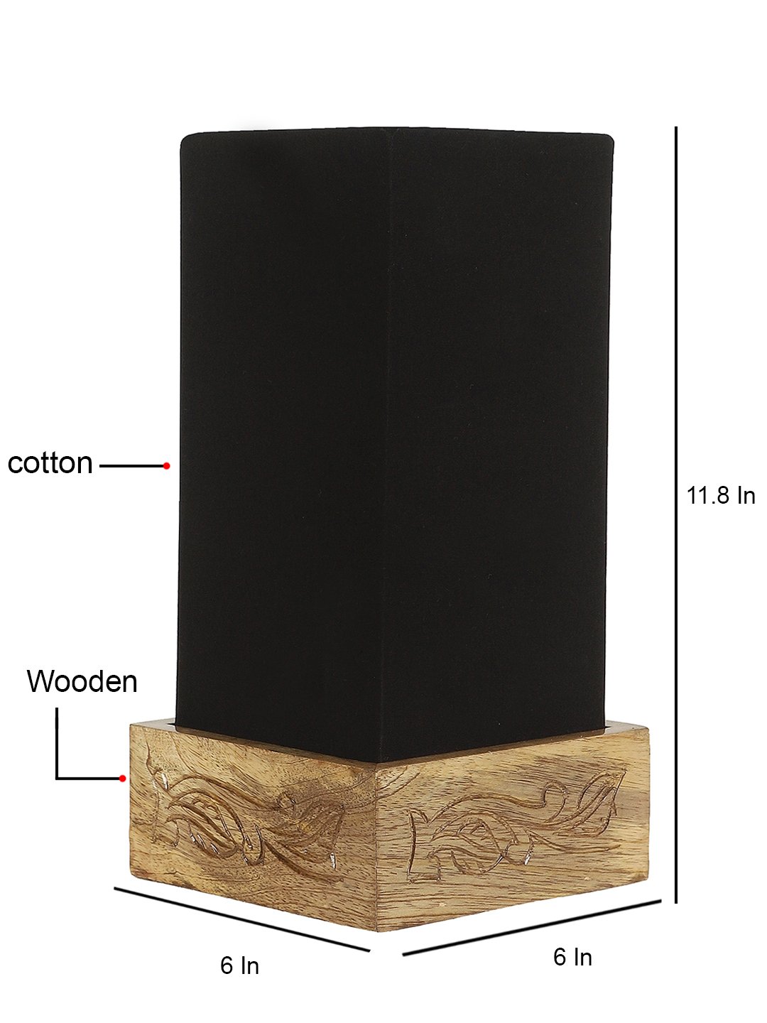 Ambika Home Black Cotton Square Carving Table Lamp Shade | Decorative Bedside Lamp for Living Room, Bedroom, Hotel, Cafe & Restaurant | SKU AT32 - Image 4