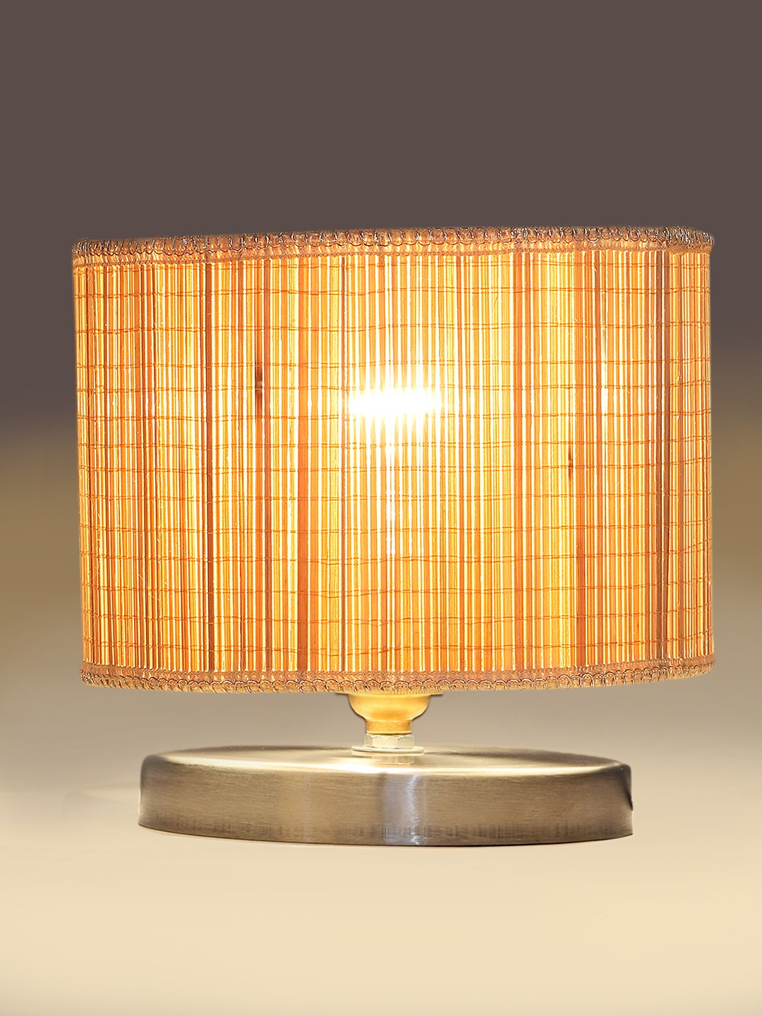 Ambika Home Round Bamboo Table lamp with White Brushed Base -16 - Image 7