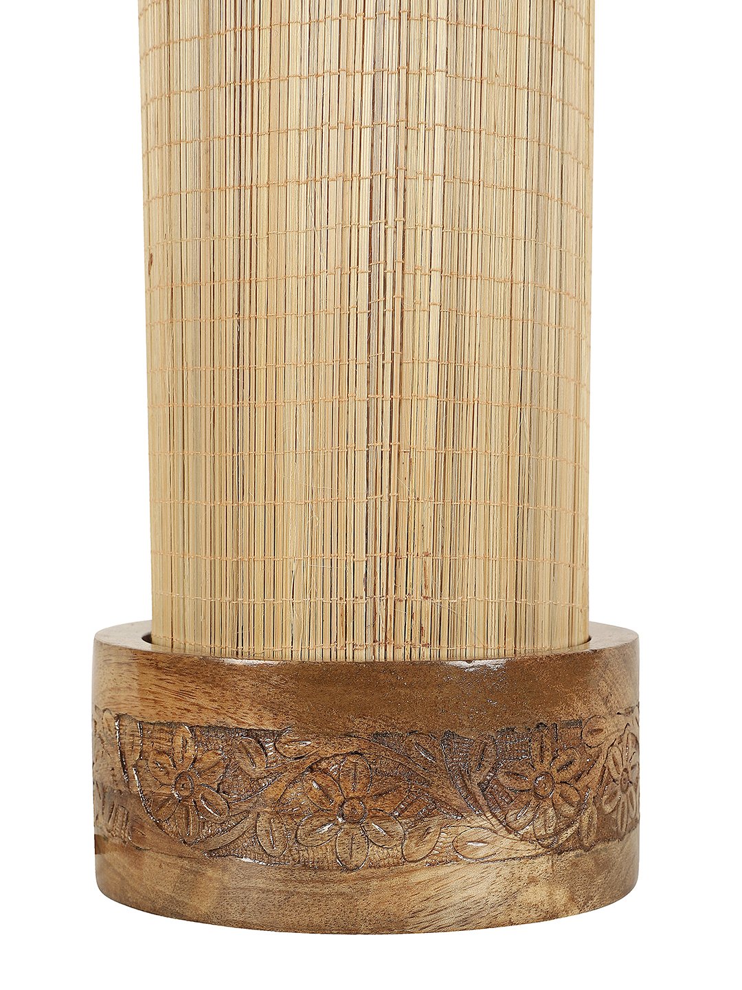 Ambika Home Beige Bamboo Round Carving Table Lamp Shade | Decorative Bedside Lamp for Living Room, Bedroom, Hotel, Cafe & Restaurant | SKU AT83 - Image 8