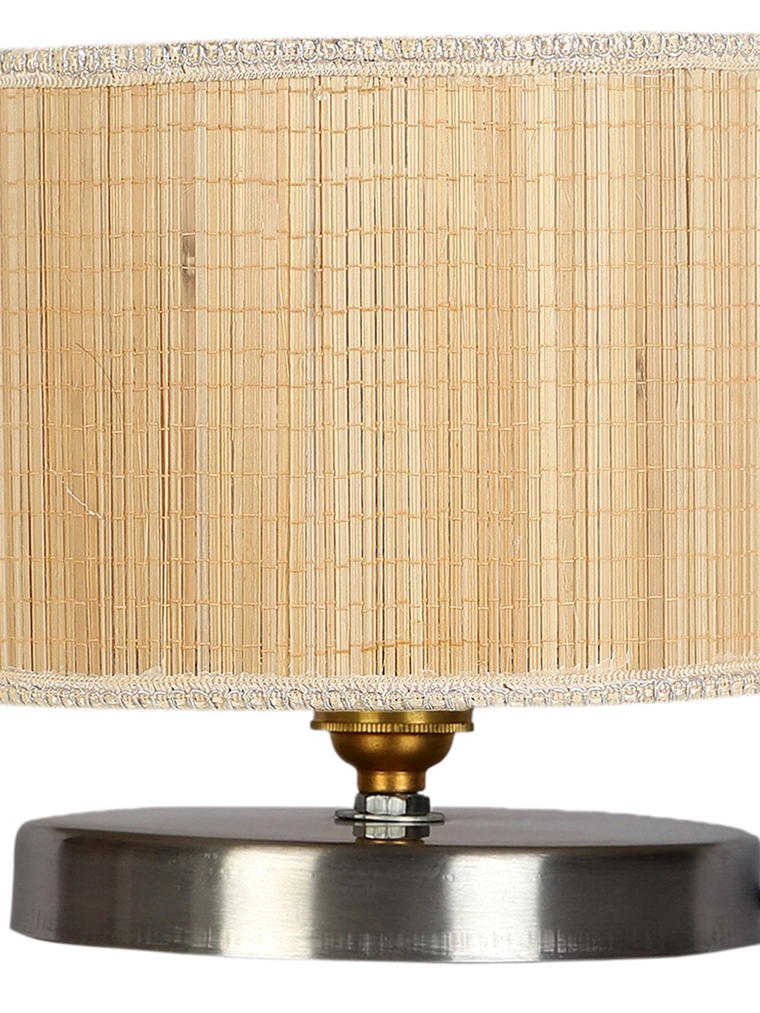 Ambika Home Round Bamboo Table lamp with White Brushed Base -16 - Image 8