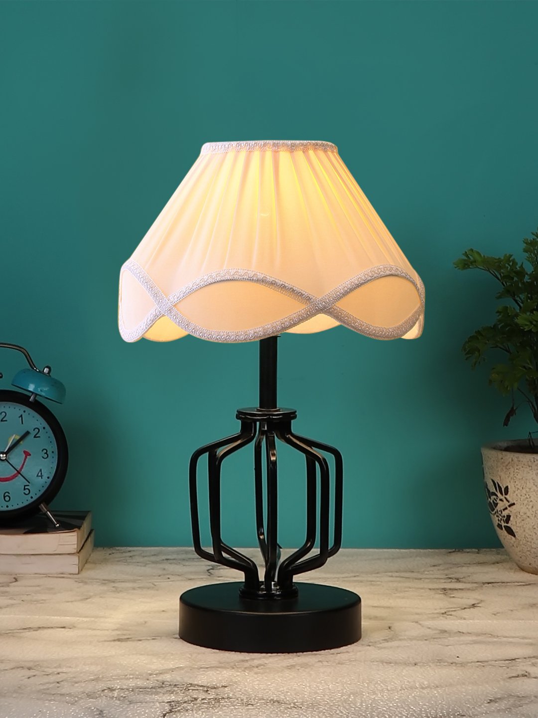 Ambika Home Verona Collection off-white Eye Table Lamp | Premium Decorative Bedside Lamp for Bedroom, Living Room, Hall, Hotel, Café, Restaurant, Office & Study Room | E27 Compatible - Image 2