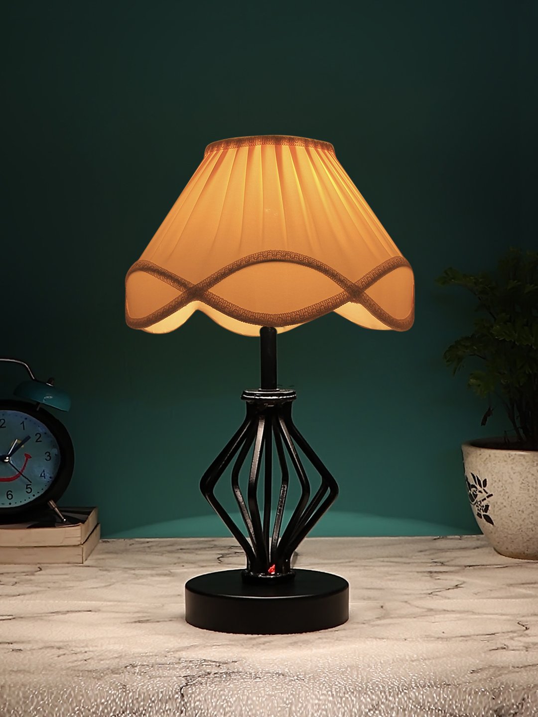 Ambika Home Heritage Collection off-white Eye Table Lamp | Premium Decorative Bedside Lamp for Bedroom, Living Room, Hall, Hotel, Café, Restaurant, Office & Study Room | E27 Compatible - Image 3
