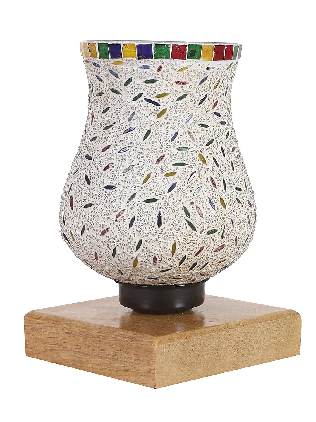 Ambika Home Aurelia Mosaic Multicolor Mosaic Glass Table Lamp with Wooden Base | Premium Bedside Lamp for Bedroom, Living Room, Hall, Hotel, Café, Restaurant & Office | E27 Compatible - Image 4