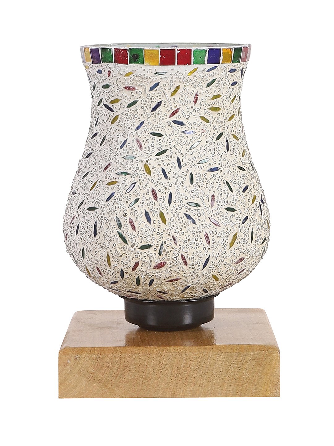 Ambika Home Aurelia Mosaic Multicolor Mosaic Glass Table Lamp with Wooden Base | Premium Bedside Lamp for Bedroom, Living Room, Hall, Hotel, Café, Restaurant & Office | E27 Compatible - Image 6