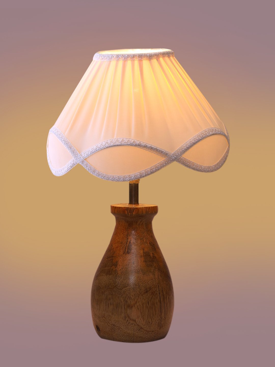 Ambika Home Aurora Collection off-white Shade Table Lamp | Premium Decorative Bedside Lamp for Bedroom, Living Room, Hall, Hotel, Café, Restaurant, Office & Study Room | E27 Compatible - Image 6