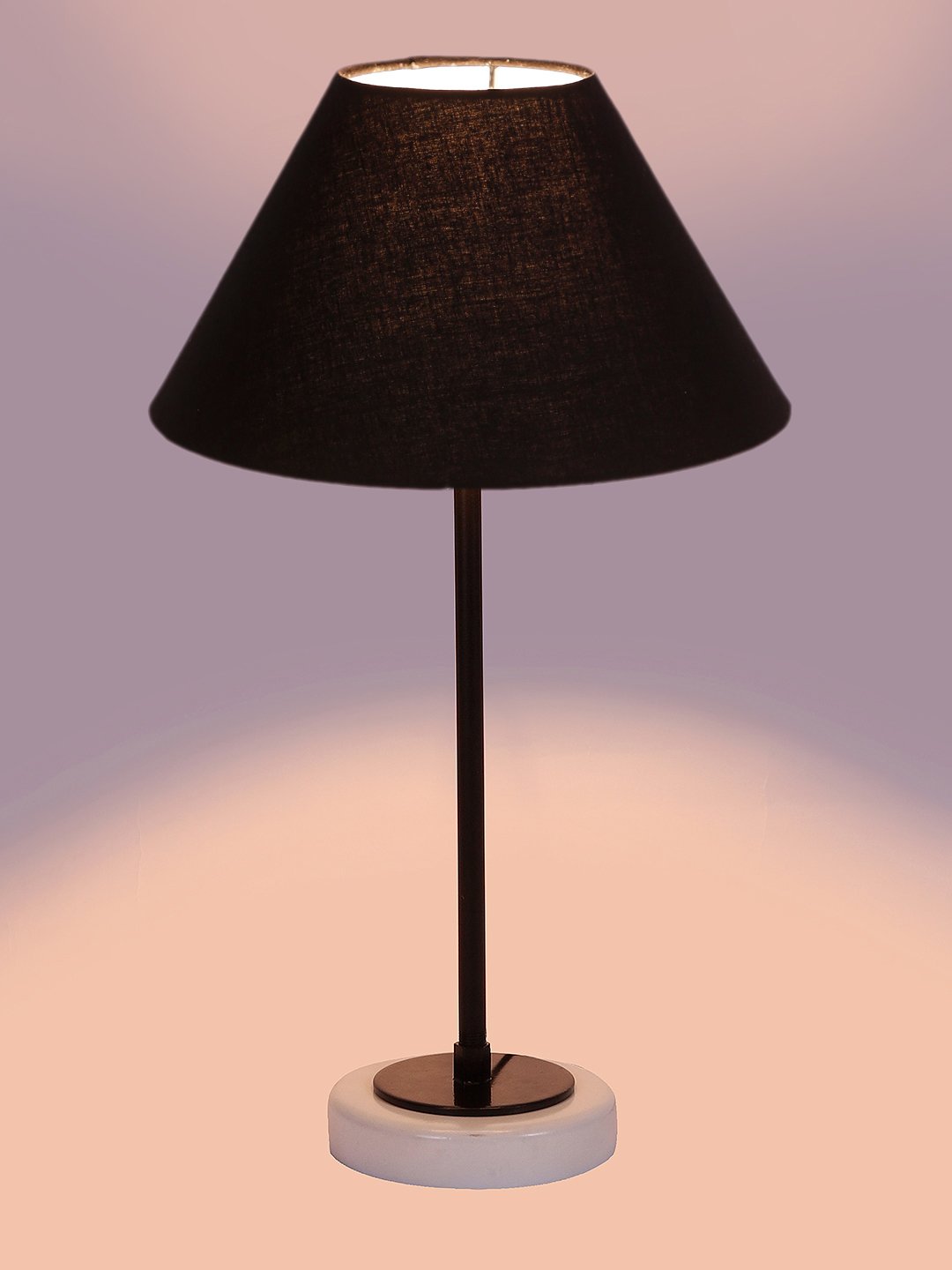 Ambika Home Wooden Table Lamp with Red Cotton Shade | Bedside Lamp for Bedroom, Living Room, Hotel & Cafe | RK46 - Image 6