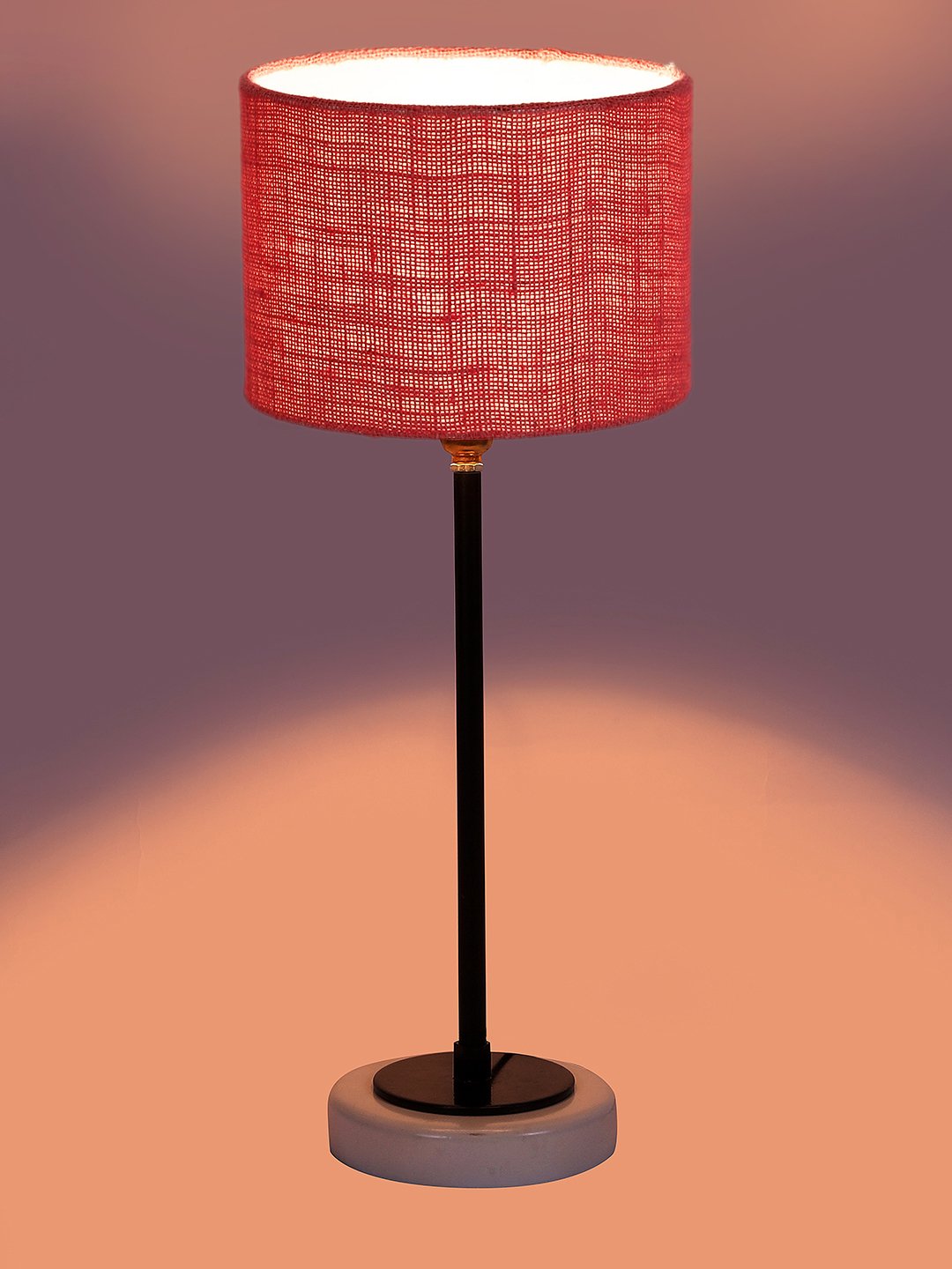 Ambika Home Wooden Table Lamp with Maroon Jute Shade | Bedside Lamp for Bedroom, Living Room, Hotel & Cafe | RK39 - Image 5